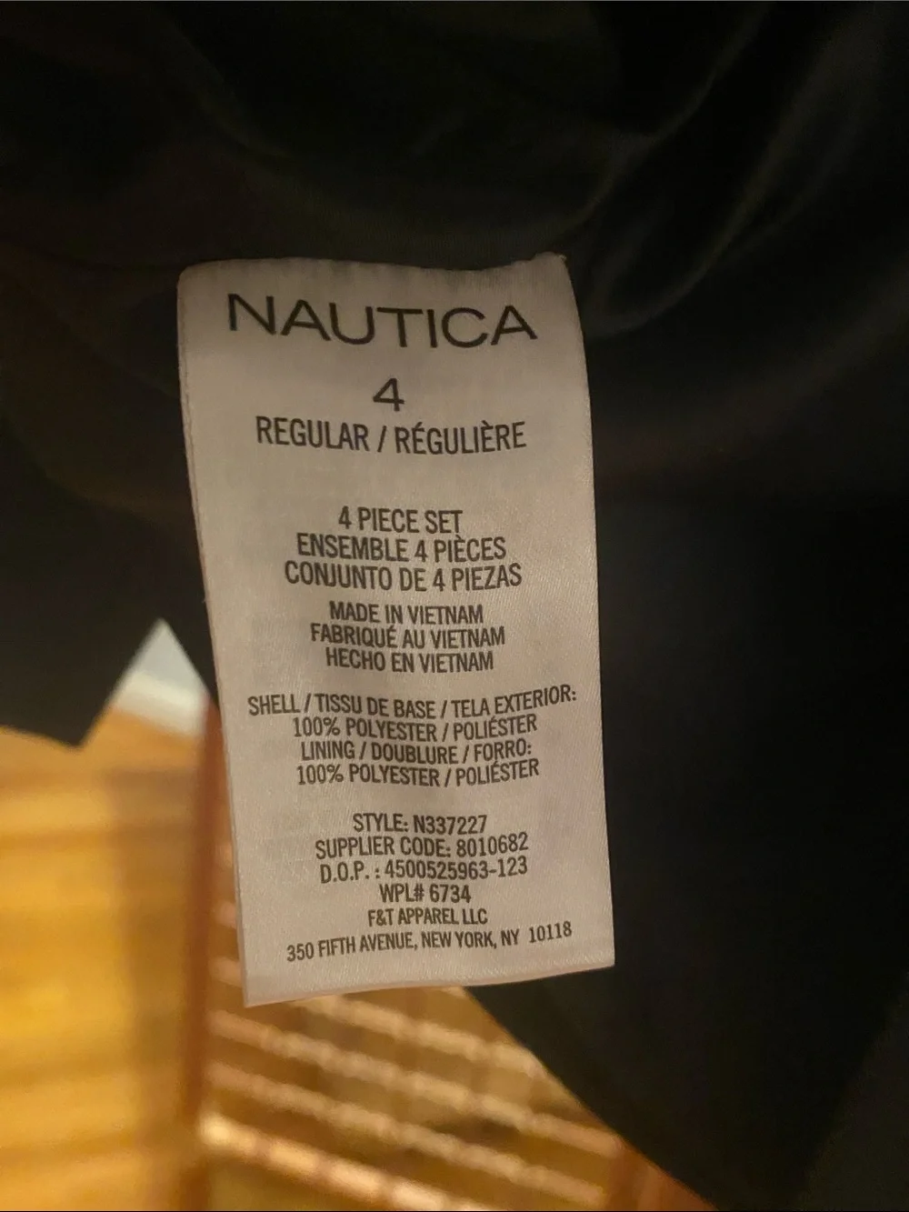 Nautica Black Formal 4 piece Suit
